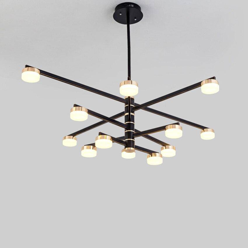 Lustre design avec bras et lampes LED dorées Living