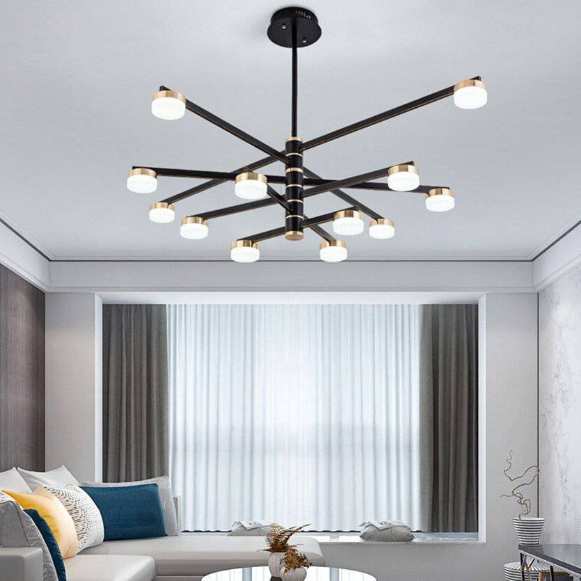 Lustre design avec bras et lampes LED dorées Living