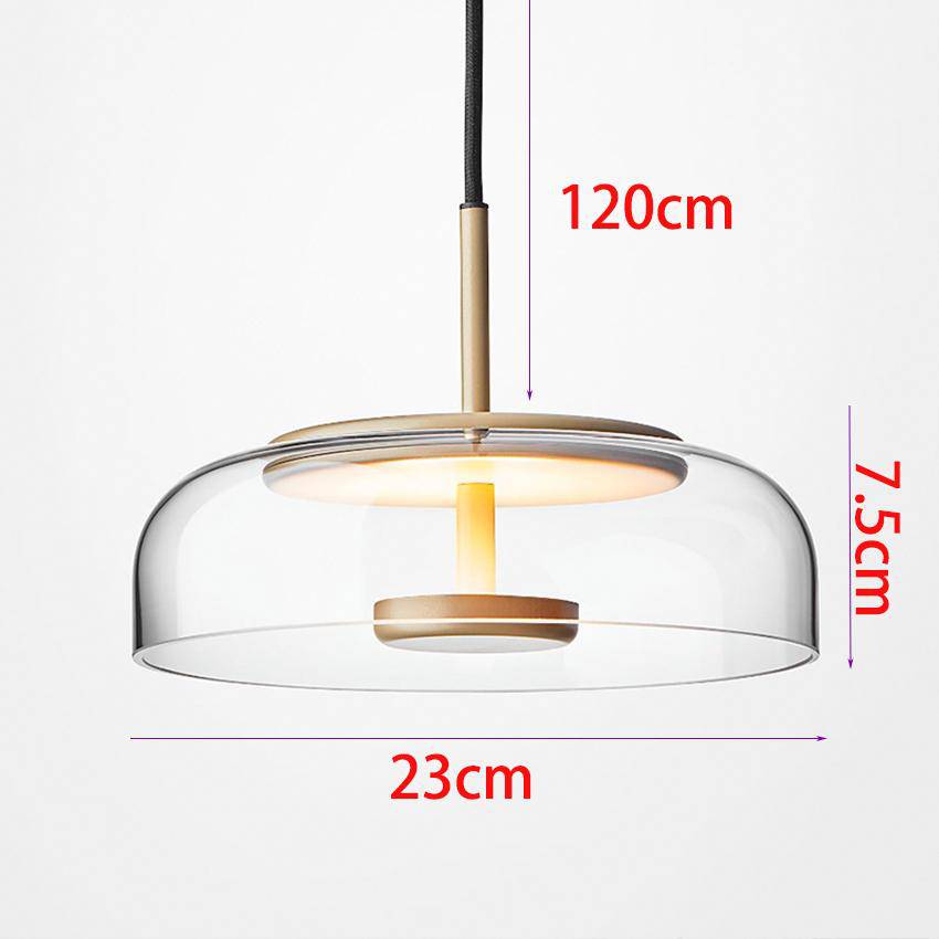 Suspension design en verre fumé et tige dorée Amber