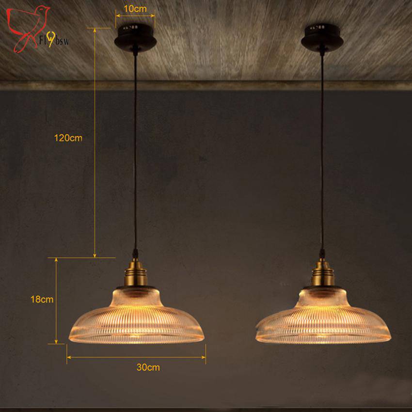 Suspension en verre et support doré style vintage Loft