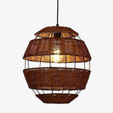 Suspension rustique LED en forme d'oeuf en rotin Rata