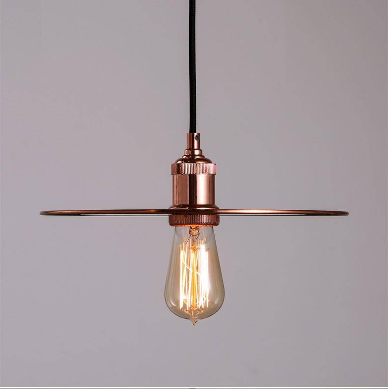 Suspension design disque chromé or rose