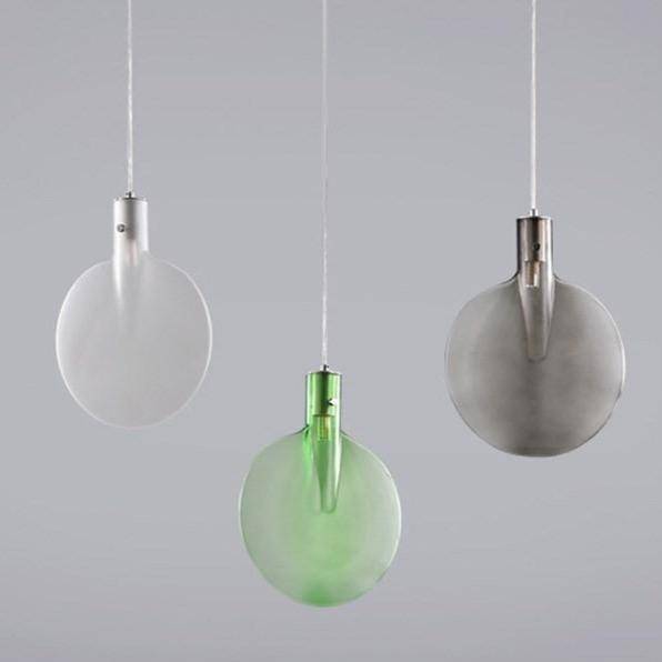 Suspension design disque en verre coloré à LED