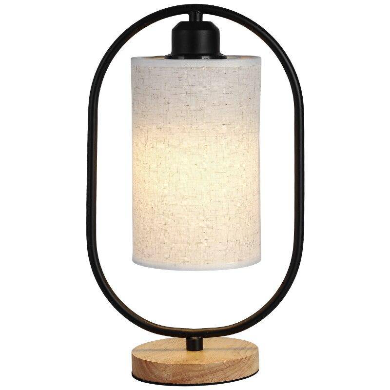 Lampe à poser moderne LED avec anneau et abat-jour tissu Nordic