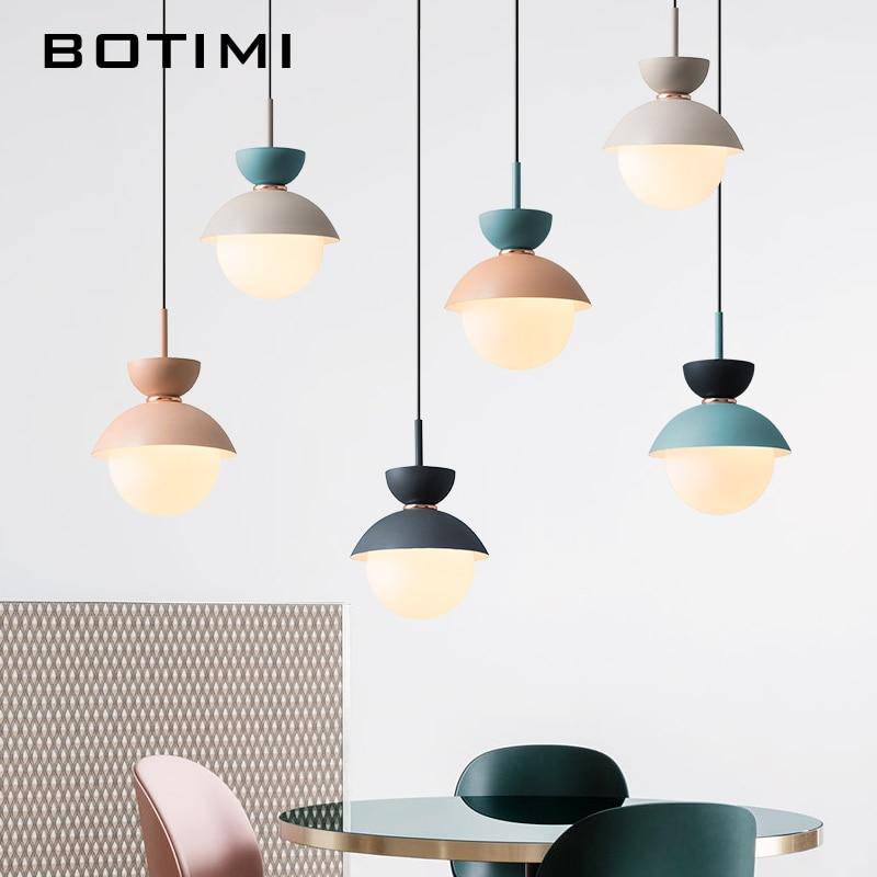 Suspension design à LED en verre et métal coloré Hang
