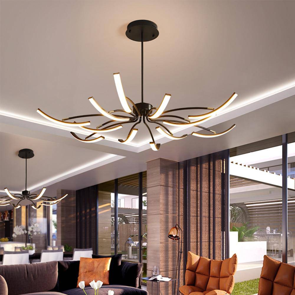 Lustre design à LED en métal avec plusieurs tiges Kyio