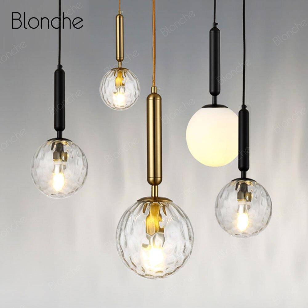 Suspension design LED avec tube en acier et sphère en verre Luxury