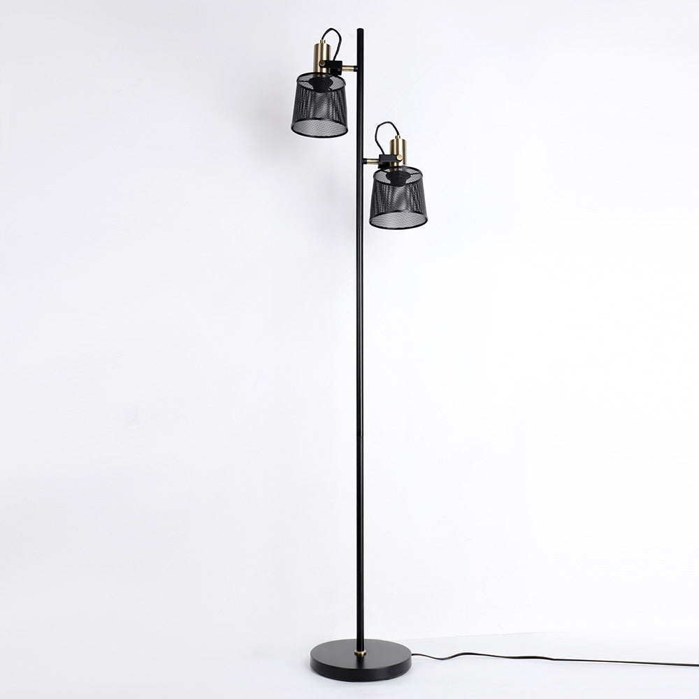 Lampadaire vintage à double tête en métal noir Priam
