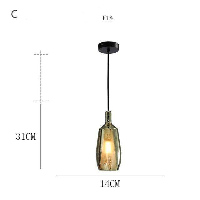 Suspension design à LED avec abat-jour en verre coloré