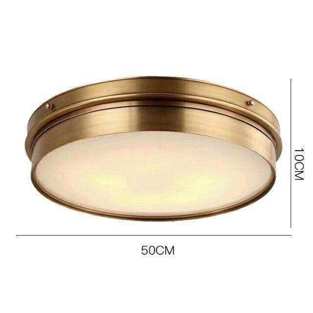 Plafonnier design LED rond en métal doré industriel