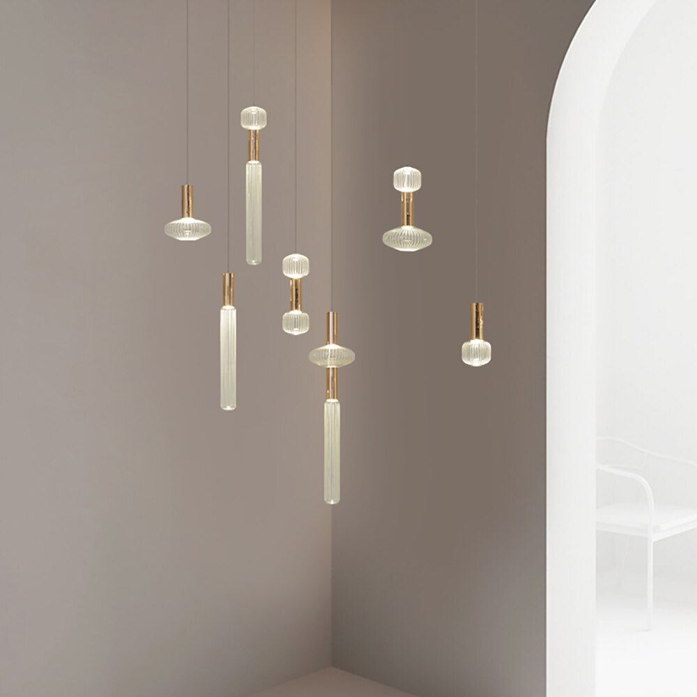 Suspension moderne LED avec différentes formes en verre Florina