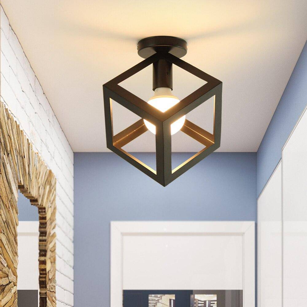 Plafonnier design à LED avec cage en métal coloré Loft