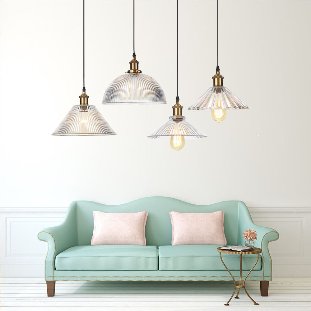 Suspension vintage LED avec abat-jour en verre Bertha