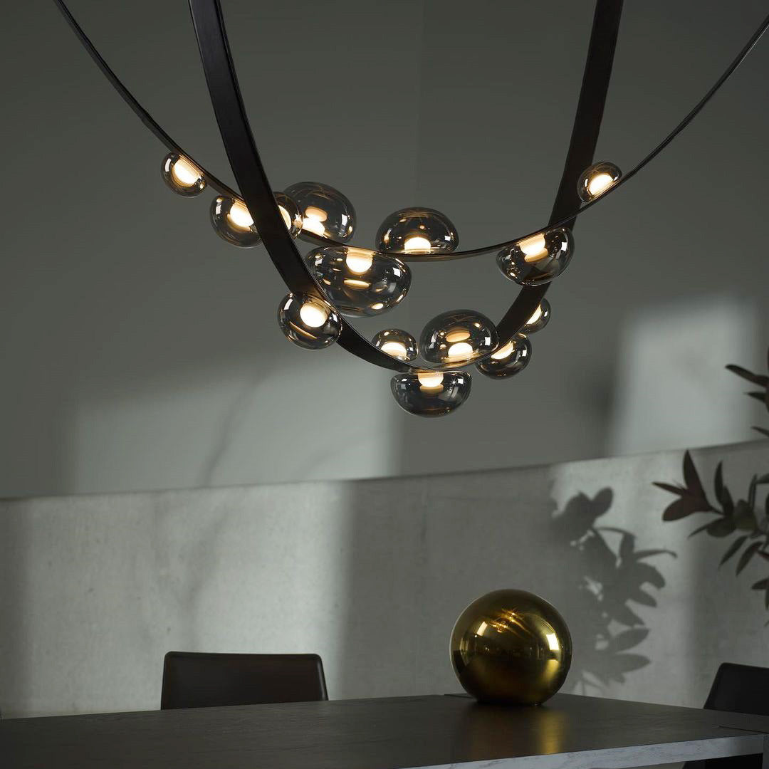 Lustre design en verre et métal Luna
