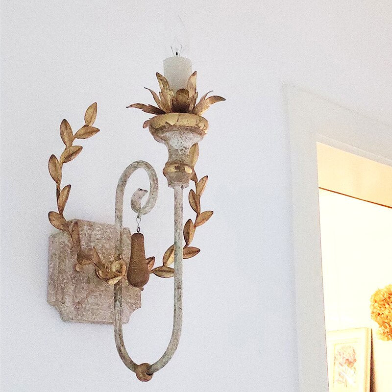 Applique murale vintage classique bougeoir en bois Hylena