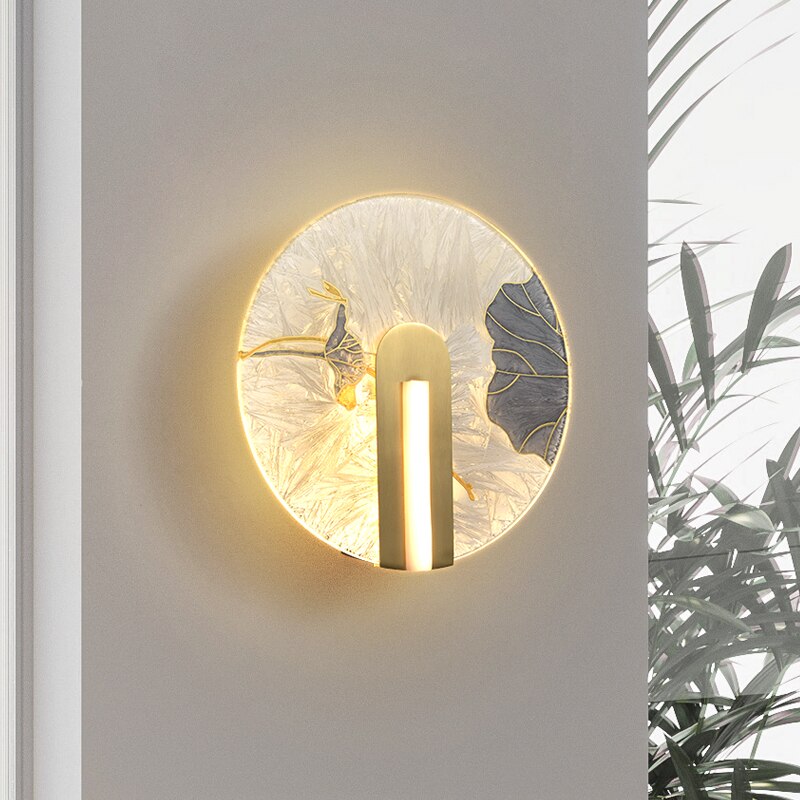 Applique murale design LED style asiatique en verre Yuaming