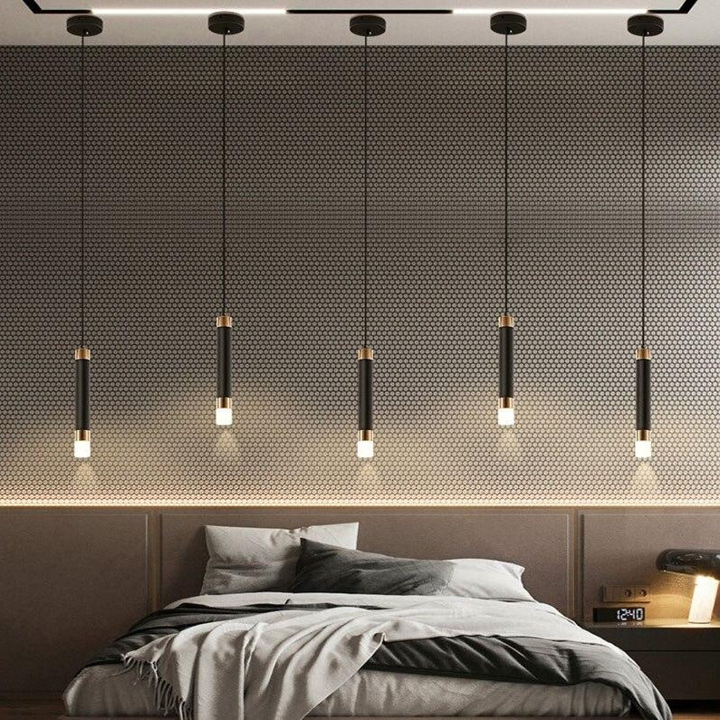 Suspension design LED cylindrique en métal et en verre Luisa