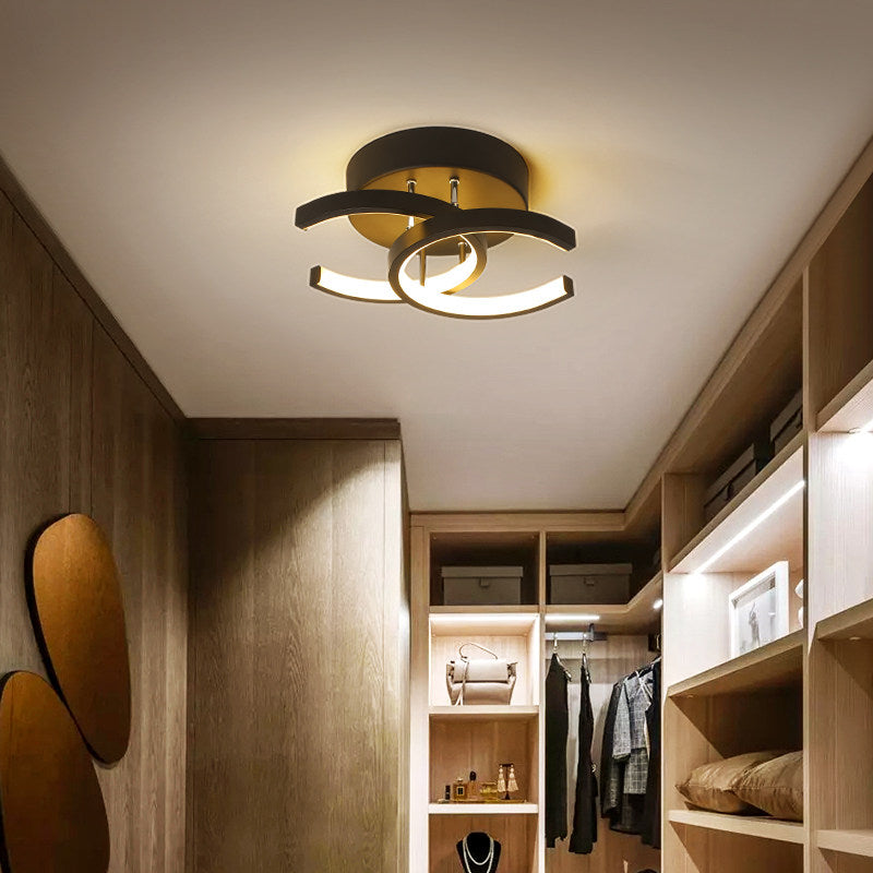 Plafonnier moderne LED avec 2 C croisées en métal Donatelo