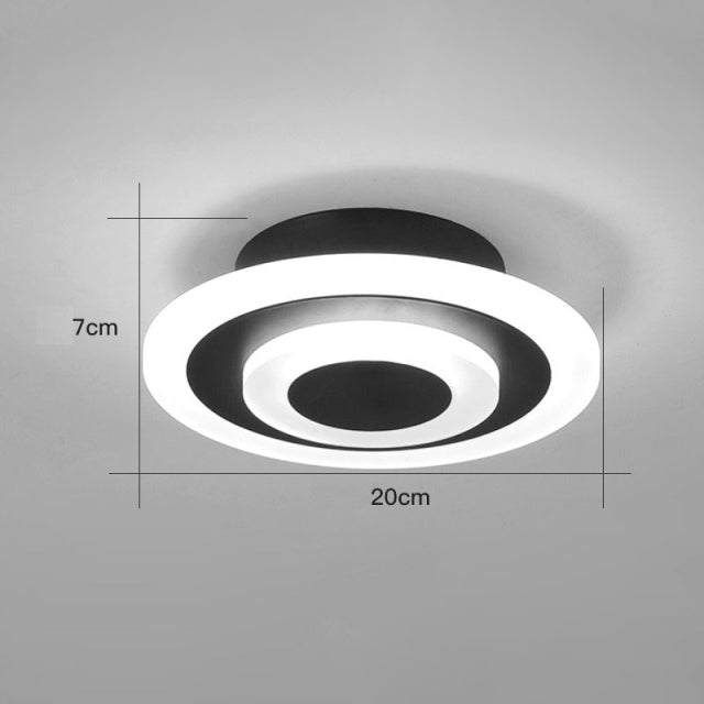 Plafonnier design LED en forme circulaire ou carré en métal Davis