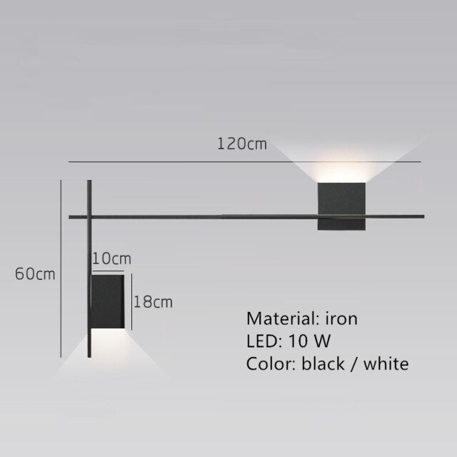 Applique murale design LED carré ou en L métallique Zia