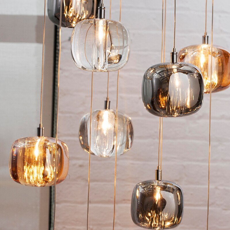 Suspension moderne LED forme de glaçon en cristal coloré Lua