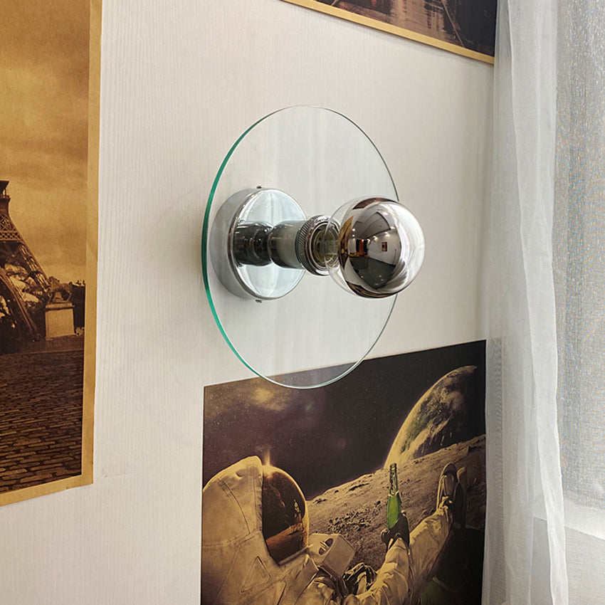 Applique murale vintage avec abat-jour en verre circulaire Silas