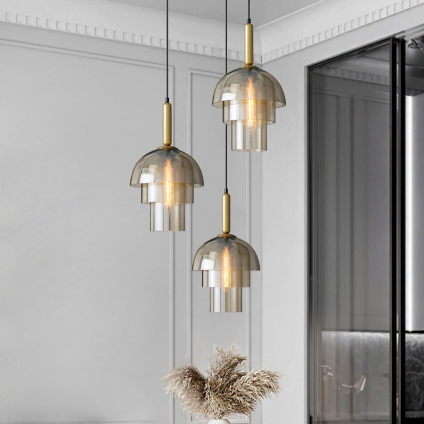 Suspension moderne avec plusieurs dômes en verre Rowan