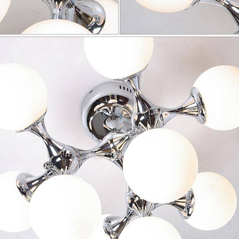 Plafonnier chromé à LED style molécule moderne
