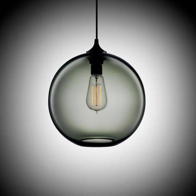 Suspension design en boule de verre (plusieurs couleurs)