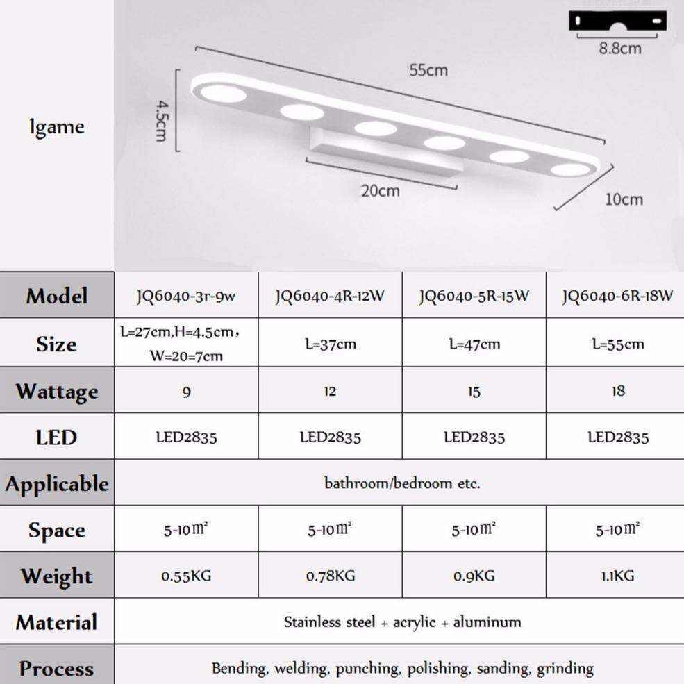Applique à tableau et miroir LED Vanity (plusieurs modèles)