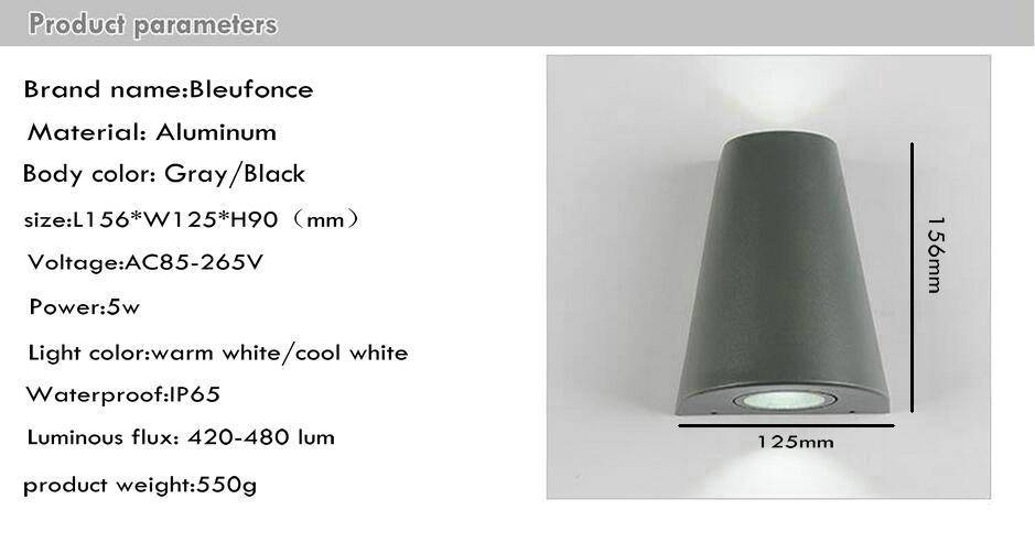 Applique extérieur en aluminium triangulaire Sconce