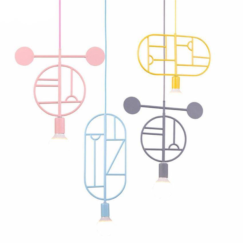 Suspension design moderne à LED formes colorées