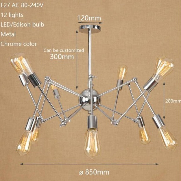 Lustre moderne LED style araignée métallique réglable Makari