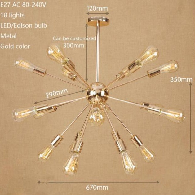 Lustre moderne LED style araignée métallique réglable Makari