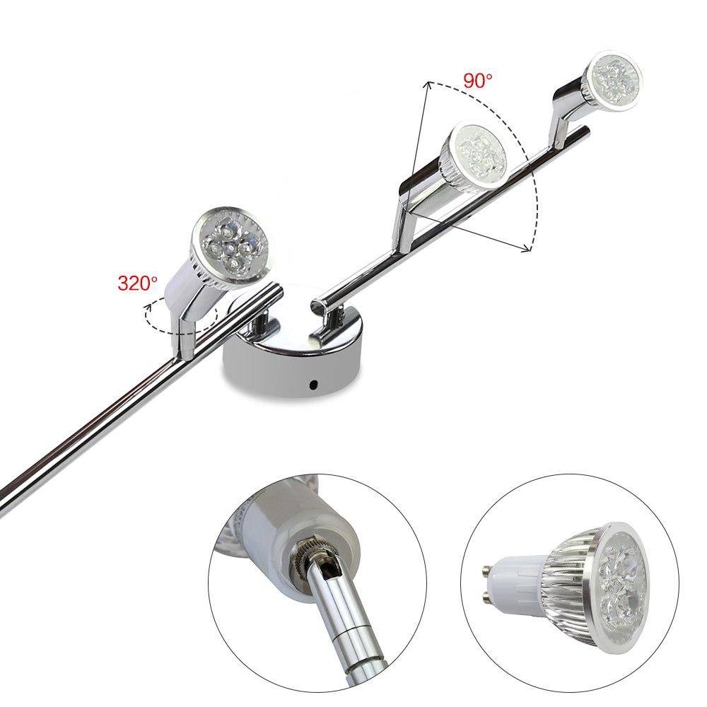 Barre à 4 spots LED chromée