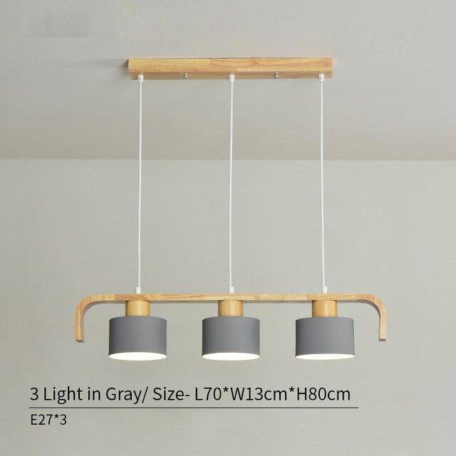 Suspension moderne à LED en bois et abat-jour (plusieurs couleurs)