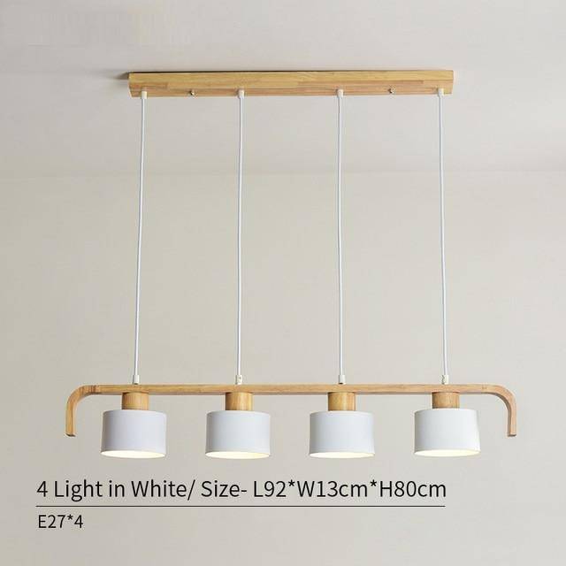 Suspension moderne à LED en bois et abat-jour (plusieurs couleurs)