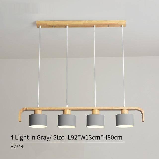 Suspension moderne à LED en bois et abat-jour (plusieurs couleurs)