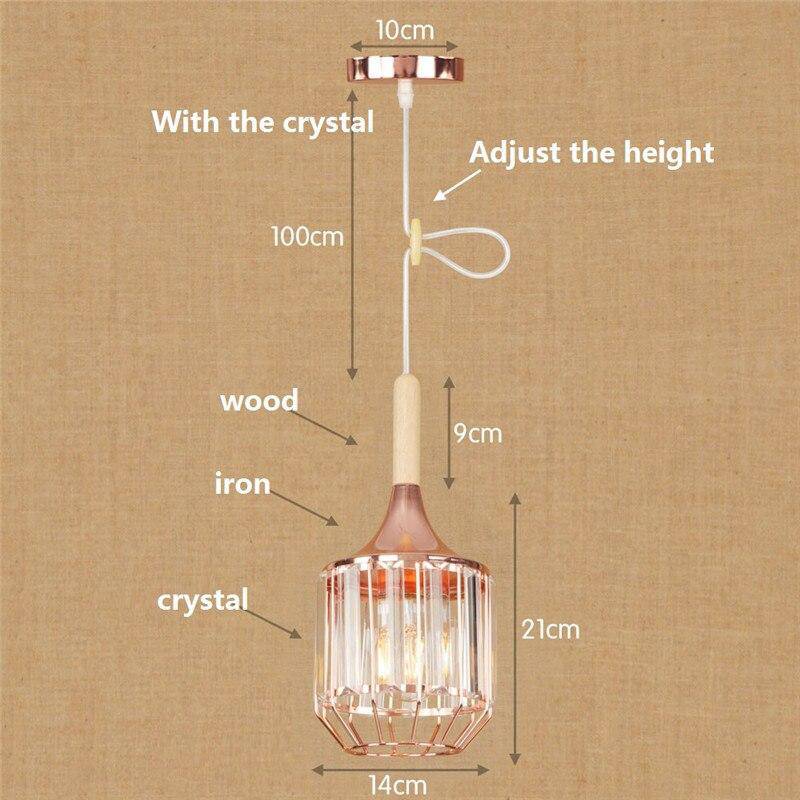 Suspension rétro LED en métal rose gold et verre cristal