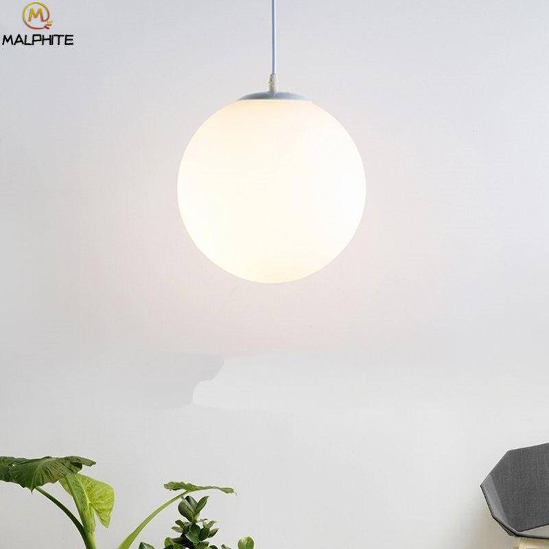 Suspension design à LED en verre blanc Loft