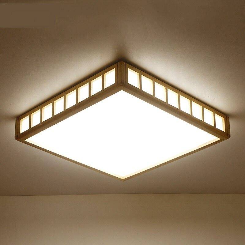 Plafonnier LED carré style japonais Tatami