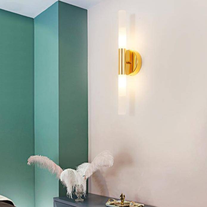 Applique murale dorée cylindrique à LED Vanity