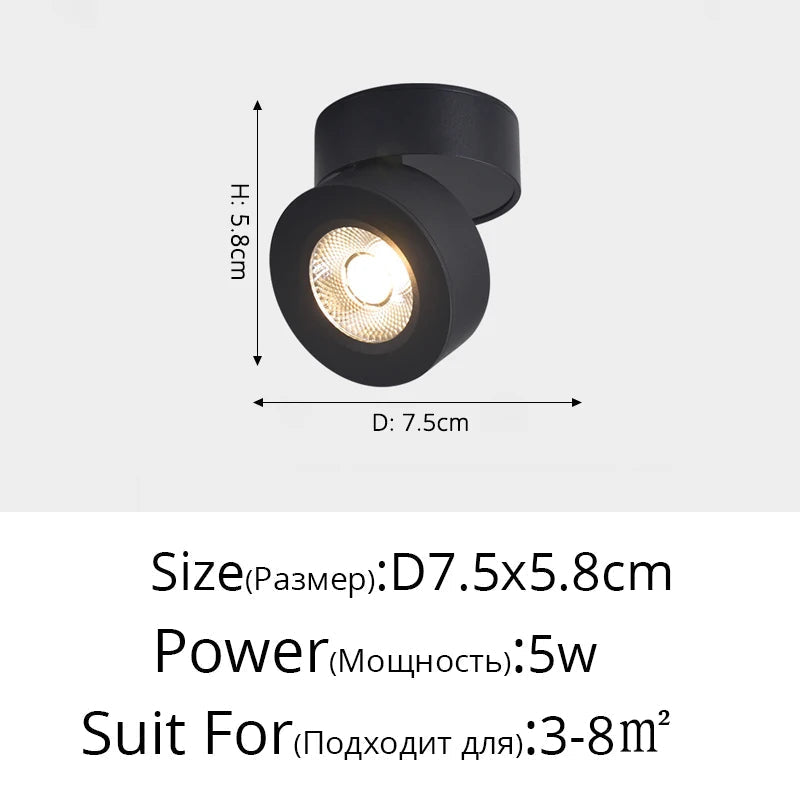projecteur led rond carré surface montée angle réglable