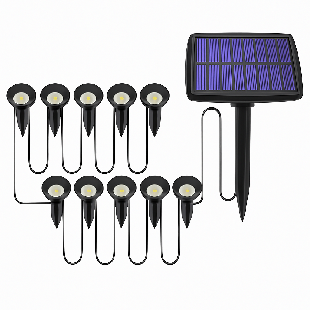 projecteur solaire 10 en 1 pour jardin et extérieur éclairage décoratif