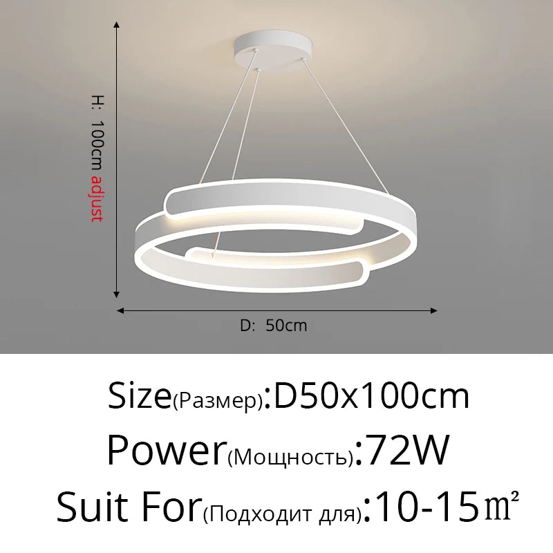Lustre Noir Blanc Moderne LED Pour Salon Salle à manger Cuisine Éclairage Intérieur Décor À La Maison