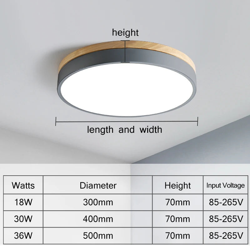 Rond 7 couleurs nordique LED plafonniers pour salon chambre plafonniers en bois 3 lumières couleur réglable couloir balcon