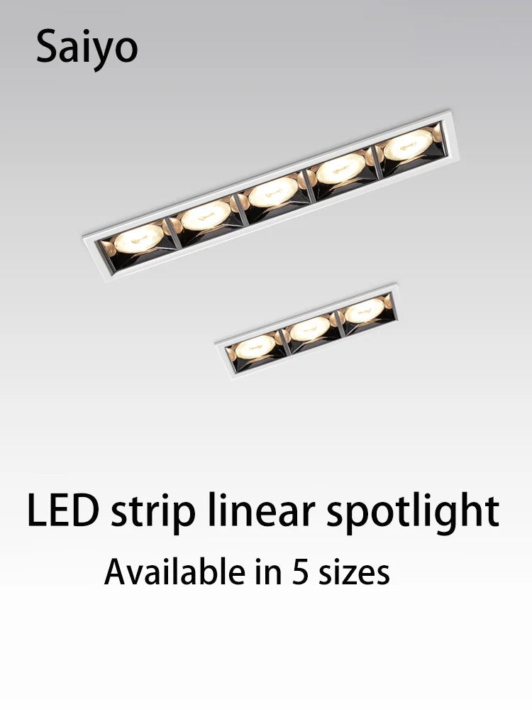 led bande projecteur linéaire anti-éblouissement grille cob intégrée