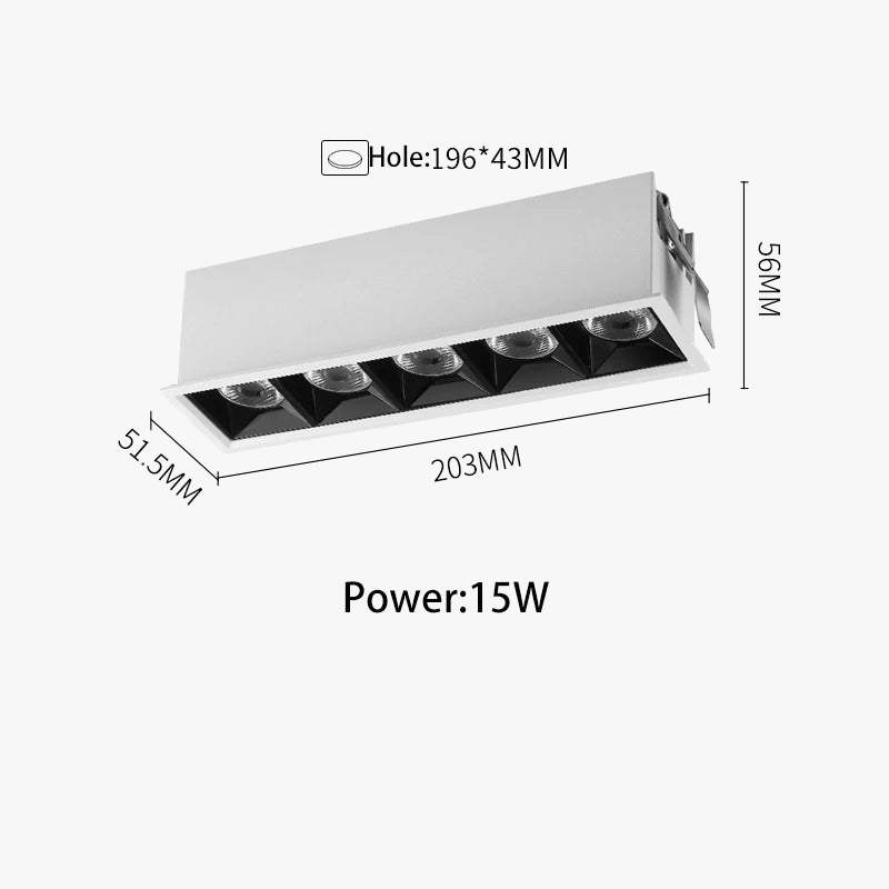 led bande projecteur linéaire anti-éblouissement grille cob intégrée