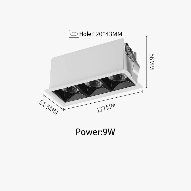 led bande projecteur linéaire anti-éblouissement grille cob intégrée