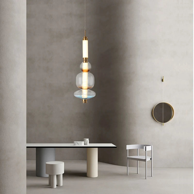 Salon moderne suspension simple duplex bâtiment hall escalier personnalité verre salle à manger suspension